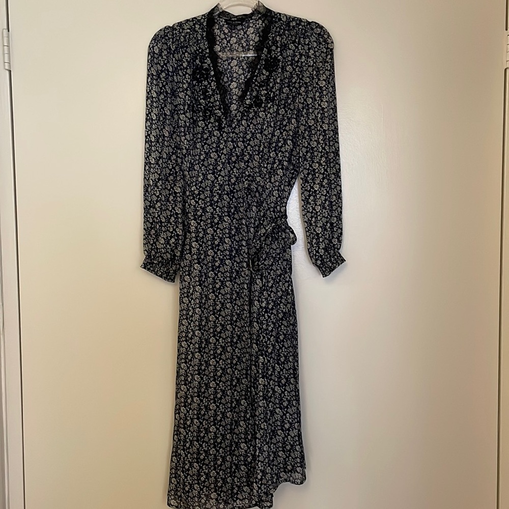 Lucky Brand long sleeve floral wrap dress worn once